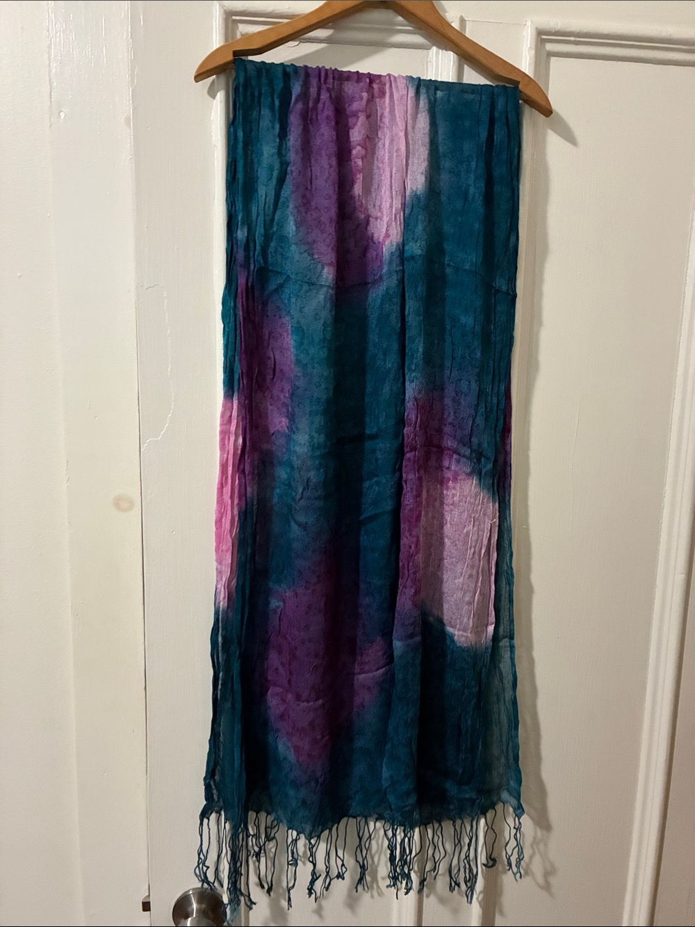 Blue & Purple Tie Dye Headwrap Scarf Fringe
